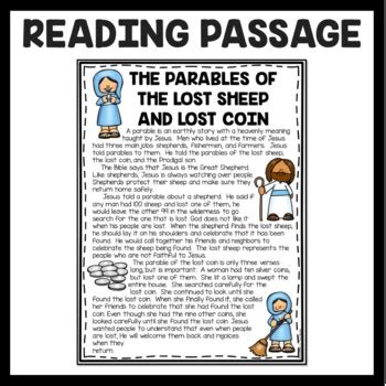 The Bible Story Of The Lost Coin And Lost Sheep Reading Comprehension