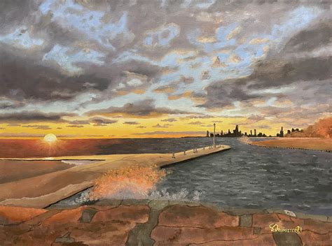 Chicago Sunrise : r/oilpainting