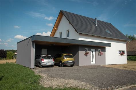 Maison 2 pans et garage à toit plat Romagny Maisons ABT Garage