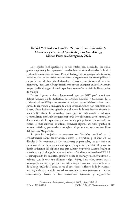 PDF Rafael Malpartida Tirado Una Nueva Mirada Entre La Literatura Y