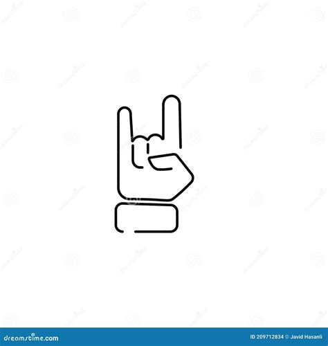 Rock Music Emoji, Finger Gesture Line Art Vector Icon for Apps and ...