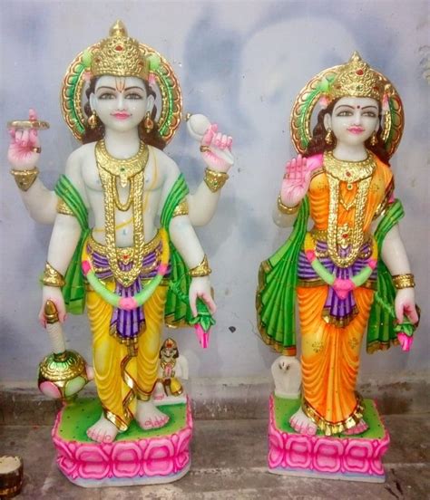 White Painted Vishnu Jodi Marble Murti Statue Size 2 Feet At Rs 21000