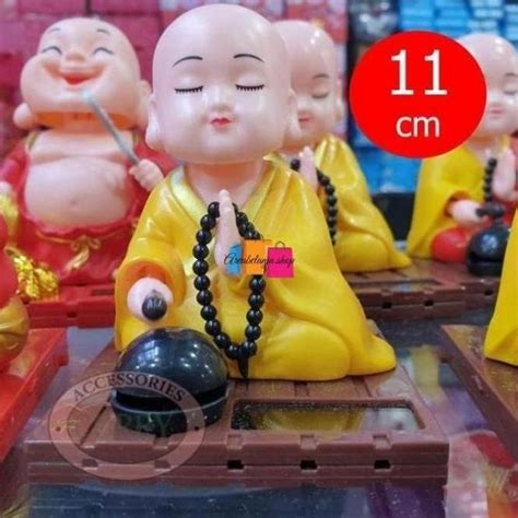 Jual Patung Biksu Kecil Patung Budha Biksu Doa Sembahyang Gerak Kuning