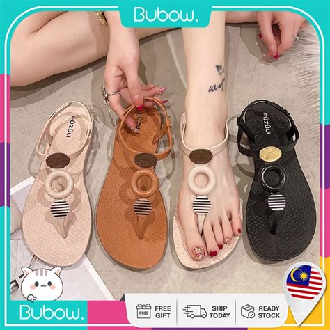 Ready Stockbubow Women Sandals Kasut Flat Sandal Cross Straps Sandals