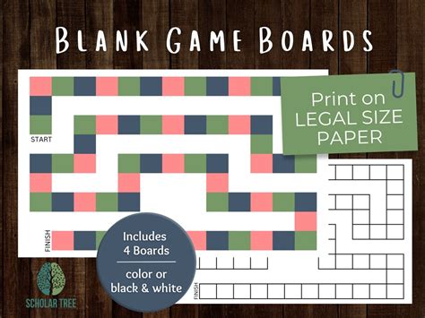 Blank Game Boards, Board Game Printable, PDF Documents, School Games ...