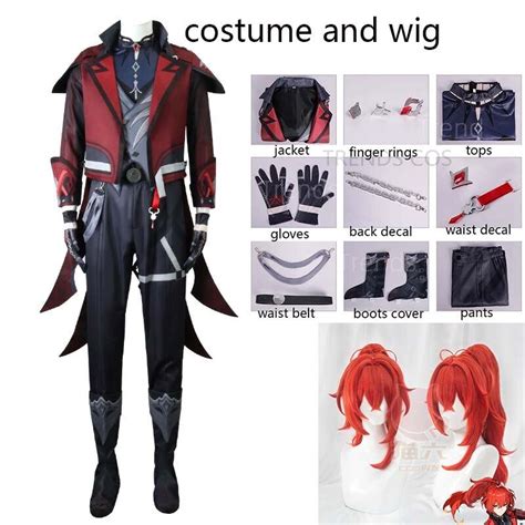 Game Genshin Impact Diluc Ragnvindr New Skin Cosplay Costume Halloween