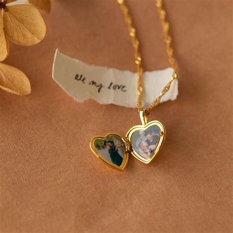 Initial Heart Locket Necklace By Caitlyn Minimalist Gold Locket Photo