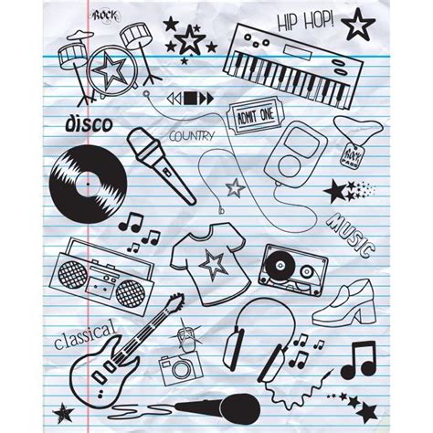 Music Doodles Printed Backdrop | Backdrop Express | Music doodle ...