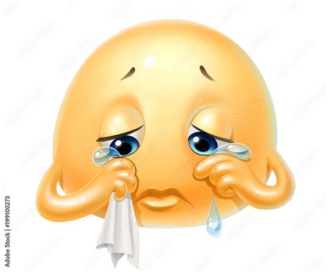 Emoji, sad, crying, isolated on white Stock Illustration | Adobe Stock