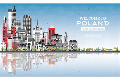 Poland City Skyline with Gray Buildings, Blue Sky. (2692280)