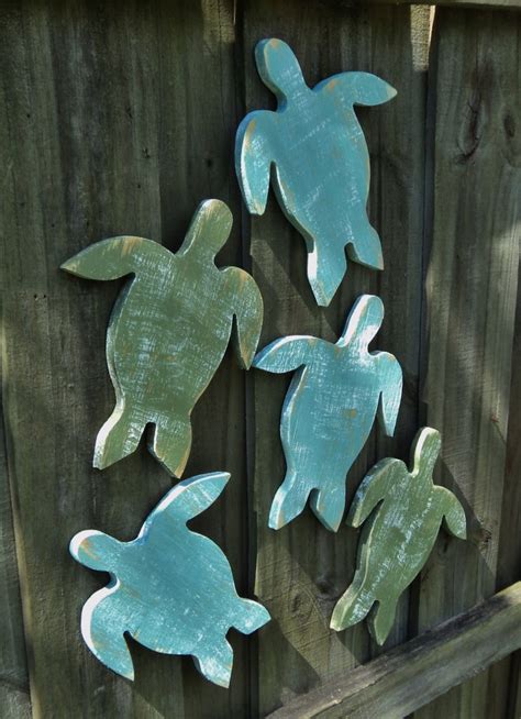 Wooden Sea Turtles Sea Turtle Decor Sea Turtle Art Coastal Etsy