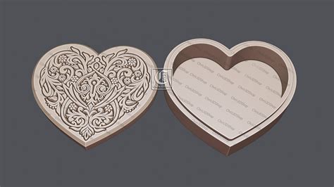 Heart Shaped V Carved Jewelry Box CNC Files Svg Dxf Eps Etsy