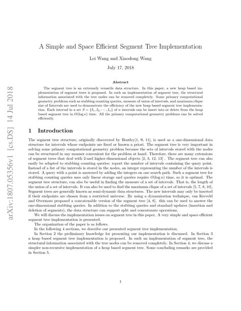 A Simple and Space Efficient Segment Tree Implementation | DeepAI