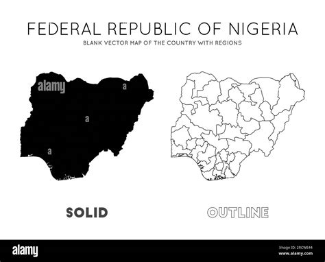 Nigeria Mapa Mapa Vectorial En Blanco Del Pa S Con Regiones Fronteras