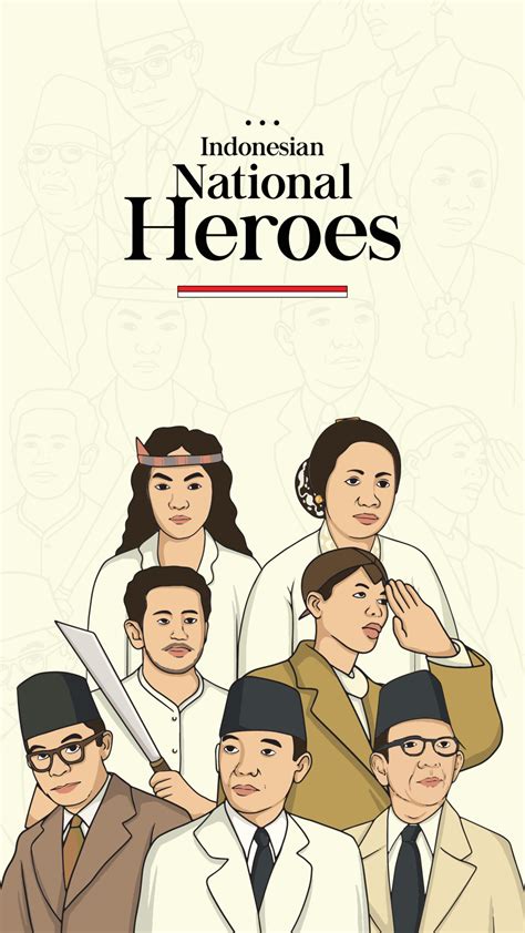 Indonesian national heroes portrait illustration. 5484896 Vector Art at ...