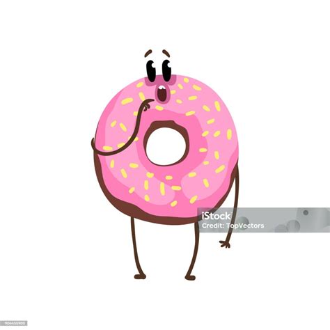 Vetores De Personagem De Desenho Animado De Baunilha Rosquinha Vitrificada Com Granulado