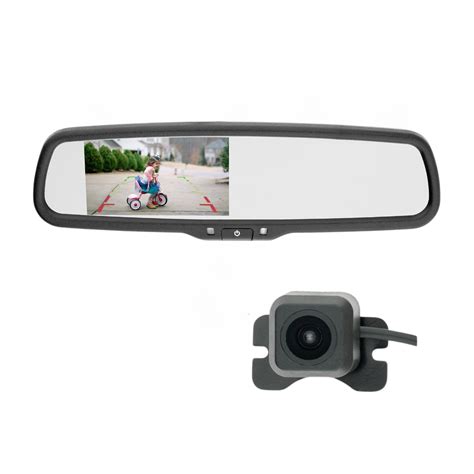 Universal Rearview Mirror Backup Camera Kit with Monitor