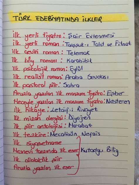 Türk Edebiyatında İlkler