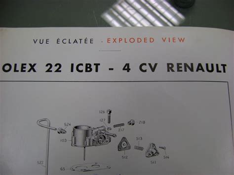 Fiche carburateur SOLEX 22 ICBT RENAULT 4CV à vendre