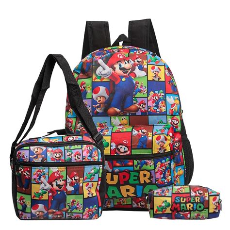 Kit Mochila Super Mario Bros De Costas Lancheira E Estojo Shopee Brasil