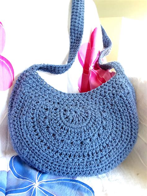 Crochet Bag Cotton Crocheted Tote Beach Bag Boho Shoulder Etsy Diy Bags Patterns Crochet