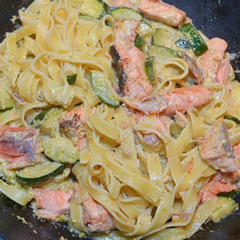 Tagliatelle Met Zalm Courgette En Pesto Kookpedia