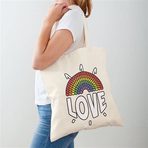 Love Lgbt Gay Pride Month Crochet Yarn Rainbow Tote Bag By Grandeduc