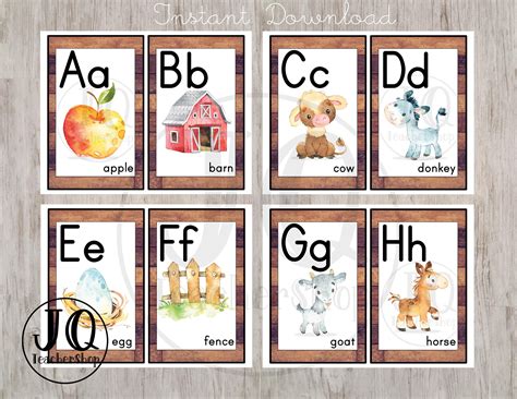 Printable Farm Theme Alphabet Wall Posters Classroom Decor Etsy UK