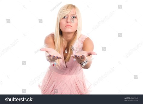 Cute Blonde Posing On White Background Stock Photo 84974740 Shutterstock