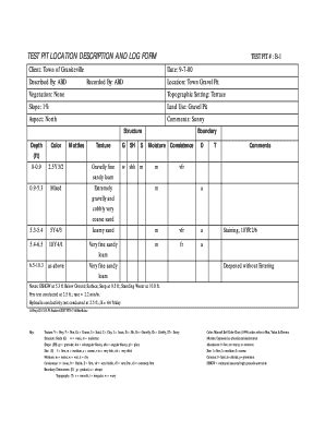 Fillable Online Ag Arizona TEST PIT LOCATION DESCRIPTION AND LOG FORM