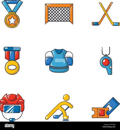 Ice Hockey Icons Set Cartoon Style Stock Vector Image And Art Alamy