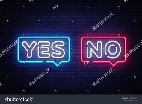 Yes No Neon Text Vector Yes No Neon Sign Design Template Modern