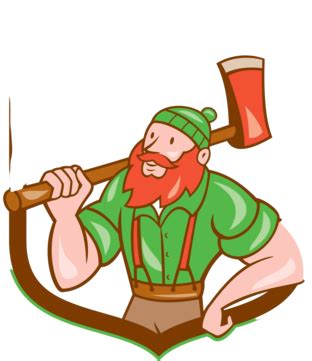 Paul Bunyan Lumberjack Carrying Axe Isolated Retro Male Vector