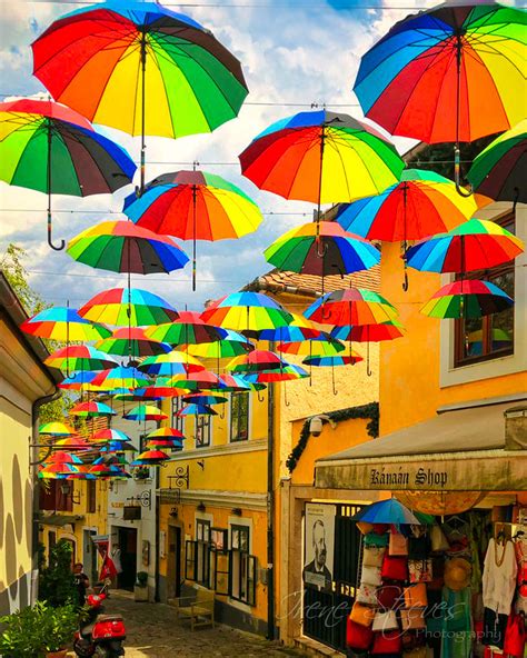 Street With Bright Umbrellas In Szentendre Hungary Explo Flickr