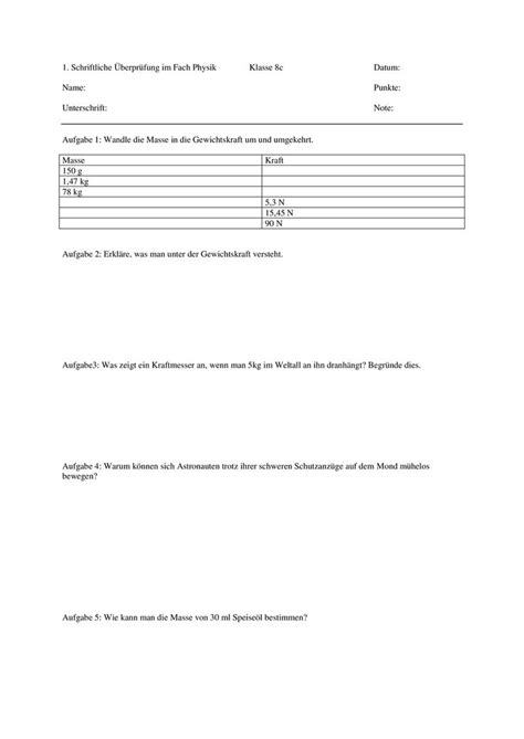 Einfaches Aufgabenblatt Zu Kräften Variante 2 Unterrichtsmaterial In Den Fächern Kunst