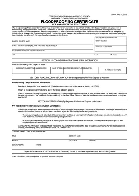 Fema Elevation Certificate Fillable Form