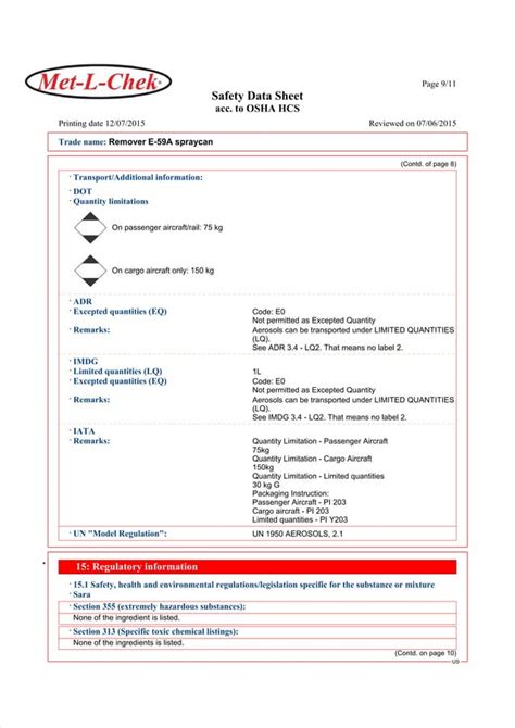 Safety Data Sheet Acc To Osha Hcs Met L Pdf