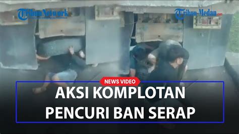 Terekam Aksi Komplotan Pencuri Ban Serap Di Rest Area Km Tol Jakarta