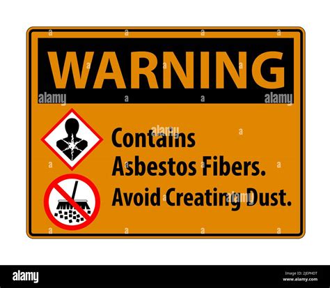 Warning Label Contains Asbestos Fibers Avoid Creating Dust Stock Vector