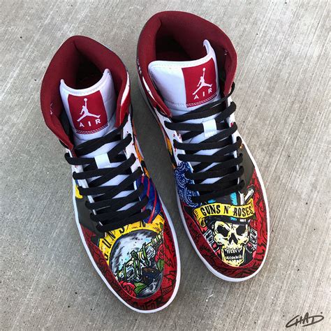 Gods of Rock GNR Custom Hand Painted Jordan Retro 1 Shoes – chadcantcolor