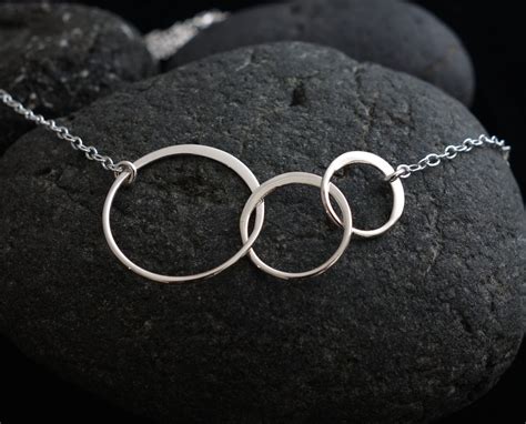 Silver Linked Circles Necklace Sterling Silver Three Circles