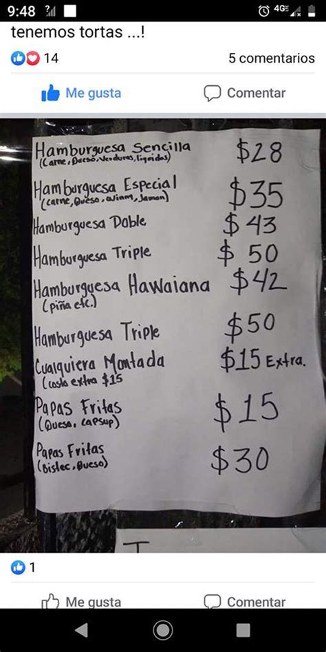 Menu At Hamburguesas El Troque Ciudad Juarez