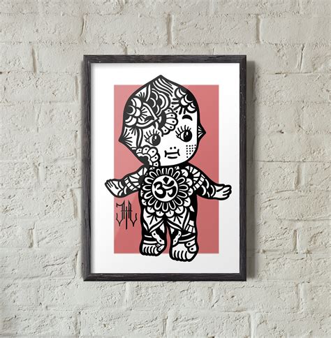 Tattooed Kewpie Doll Neo Traditional Style Illustration Etsy