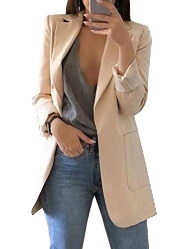 Mujer Manga Larga Blazer Elegante Oficina Negocios Parte Ol Traje De Chaqueta Sólido Slim Fit