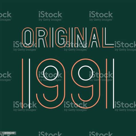 Orange And White Original Year 1991 Text On Green Background Stock