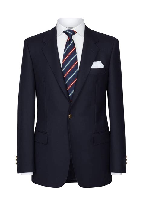 Single Breasted Navy Serge Blazer Richard Anderson Bespoke Tailors Of Savile Row London