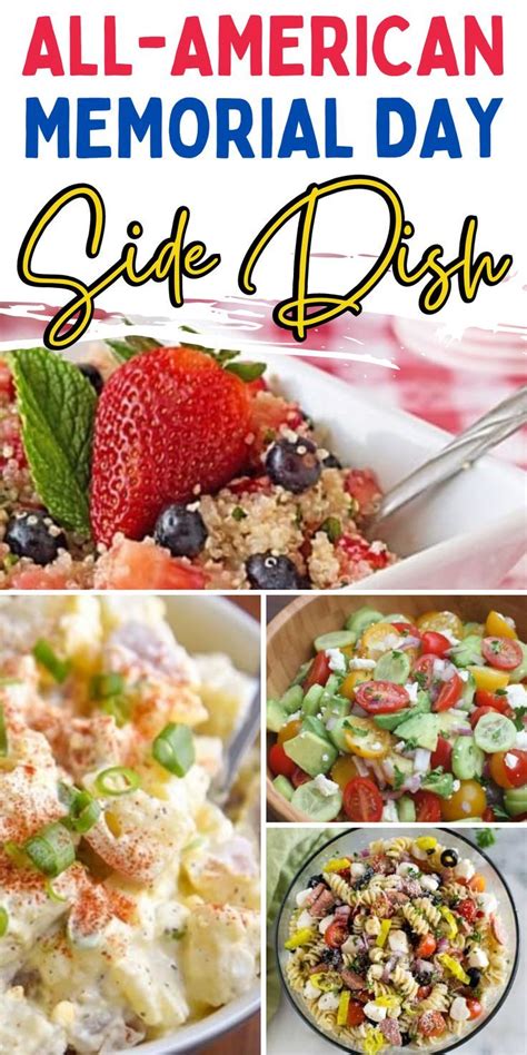 All American Memorial Day Side Dish Collage With Images Of Salads And