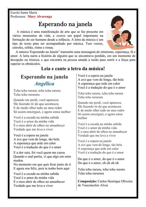 Atividade Letra da música Esperando na Janela PDF