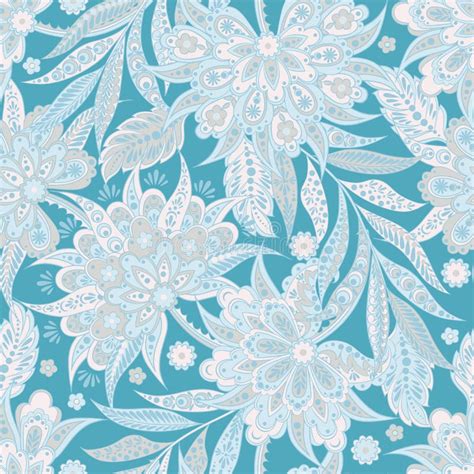 Elegance Seamless Pattern With Ethnic Flowers Vintage Vector Floral