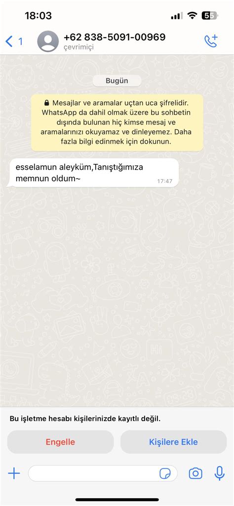 WhatsApp Üzerinden Tanımadığım 62 li Yabancı Numaradan Gelen Mesaj